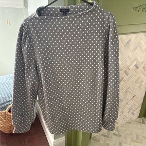 Talbots Gray Polka Dot long sleeved sparkle top